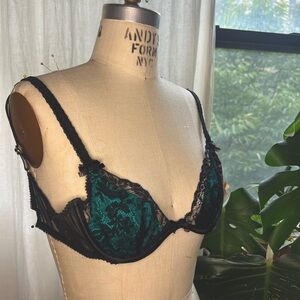 Emerald & Black Lace Agent Provocateur Bra, 34C